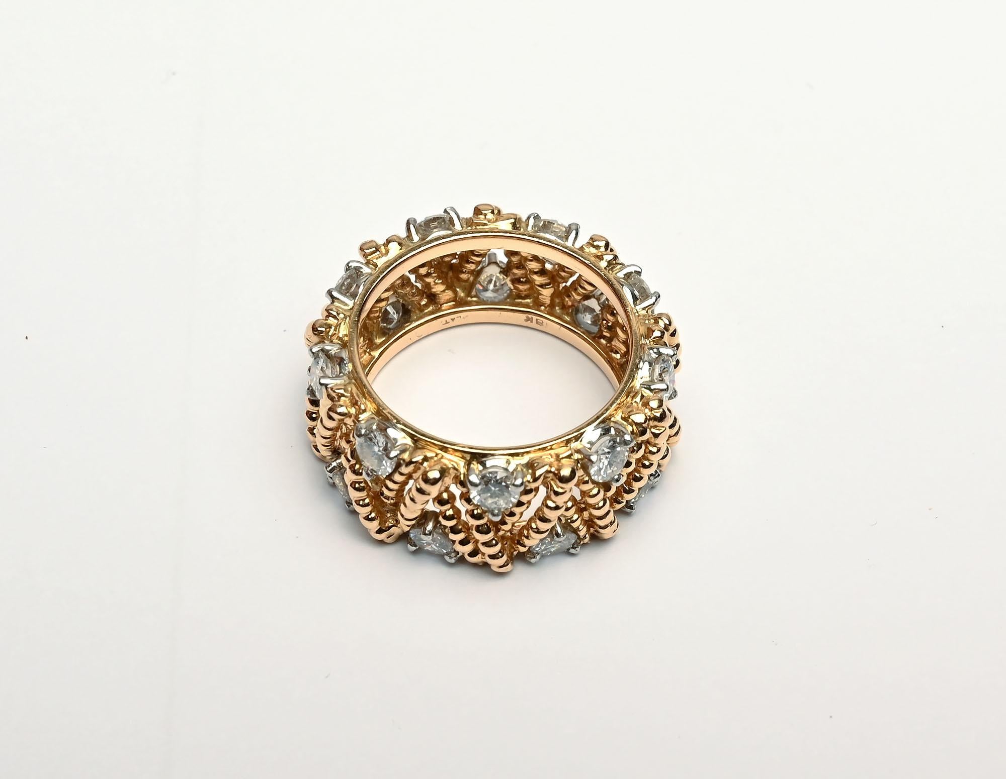 Contemporary Hammerman Brothers Gold and Diamond Band Ring For Sale