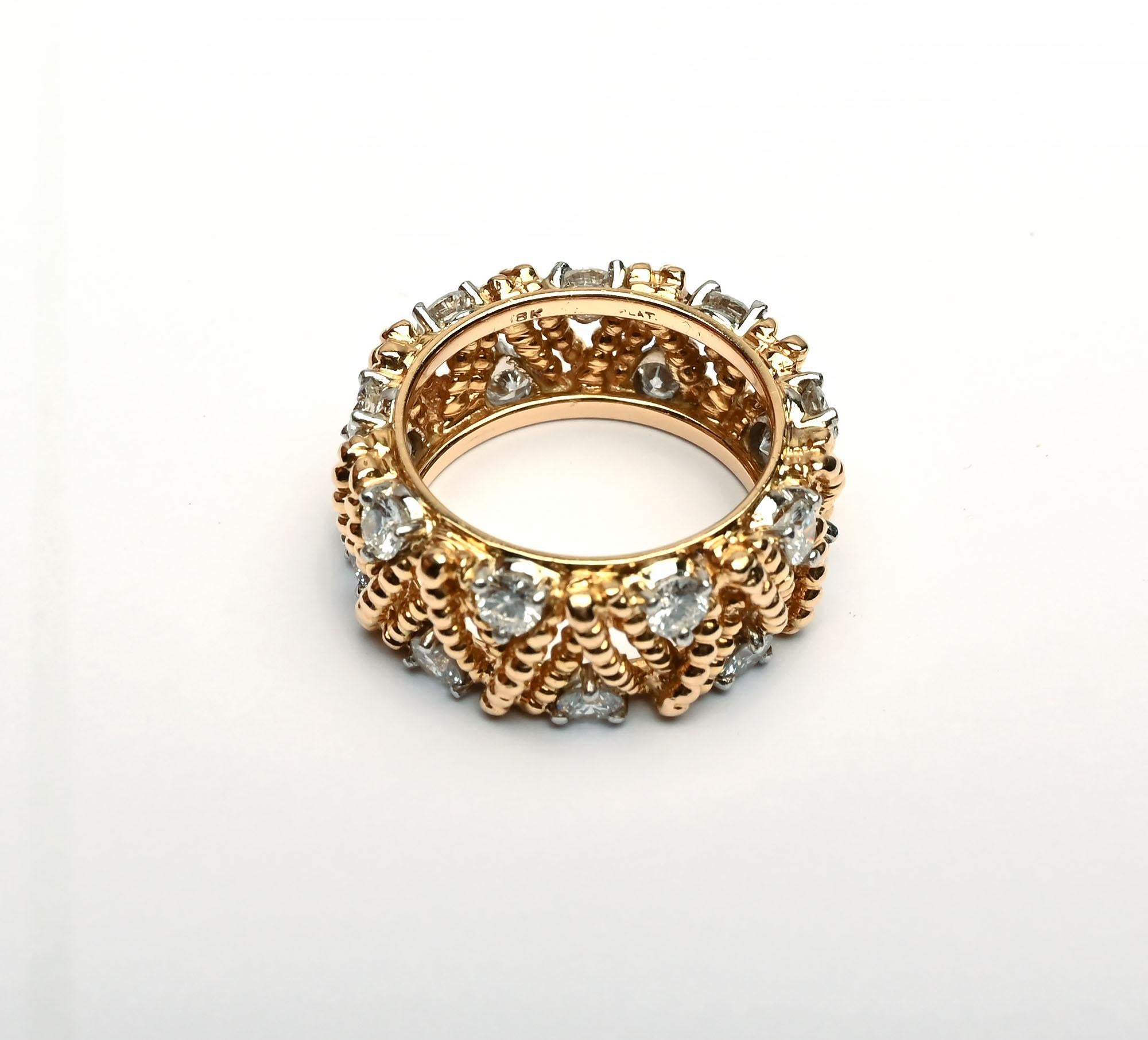Hammerman Brothers Gold and Diamond Band Ring In Excellent Condition For Sale In Darnestown, MD