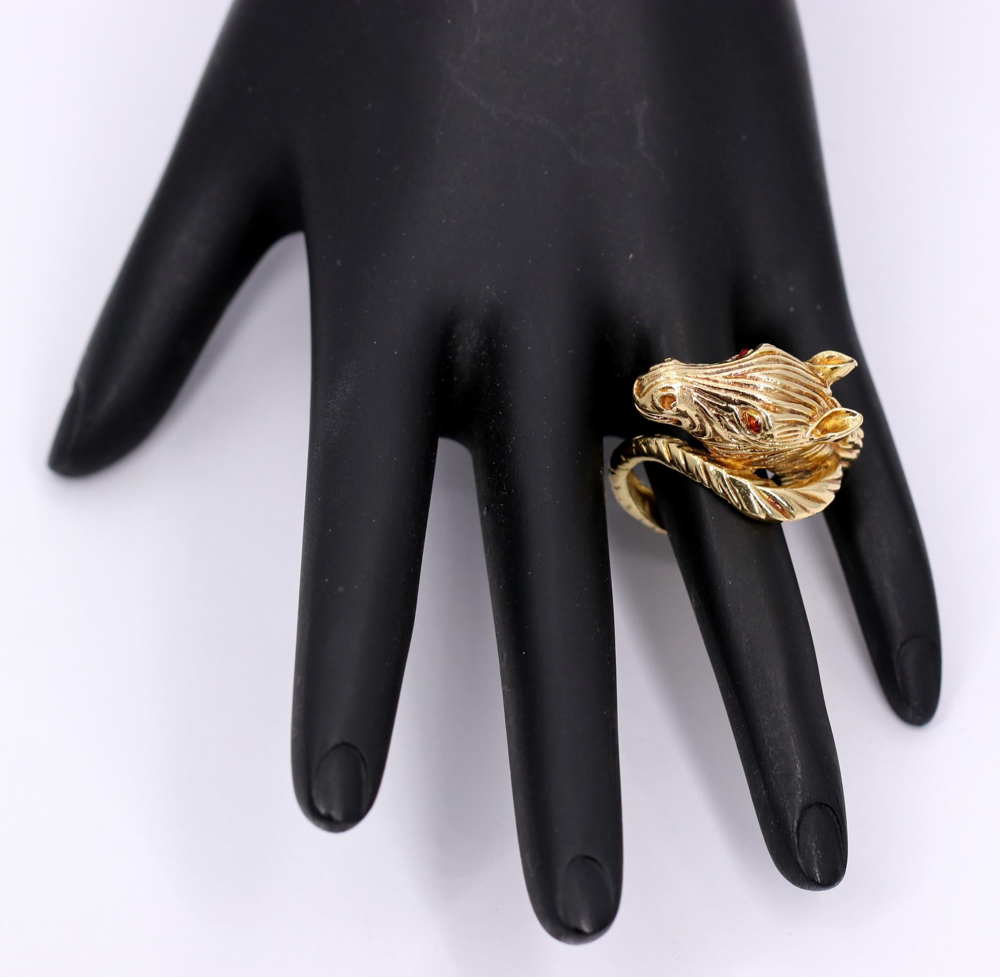 Women's or Men's Hammerman Brothers Gold Zebra Ring with Enamel Eyes