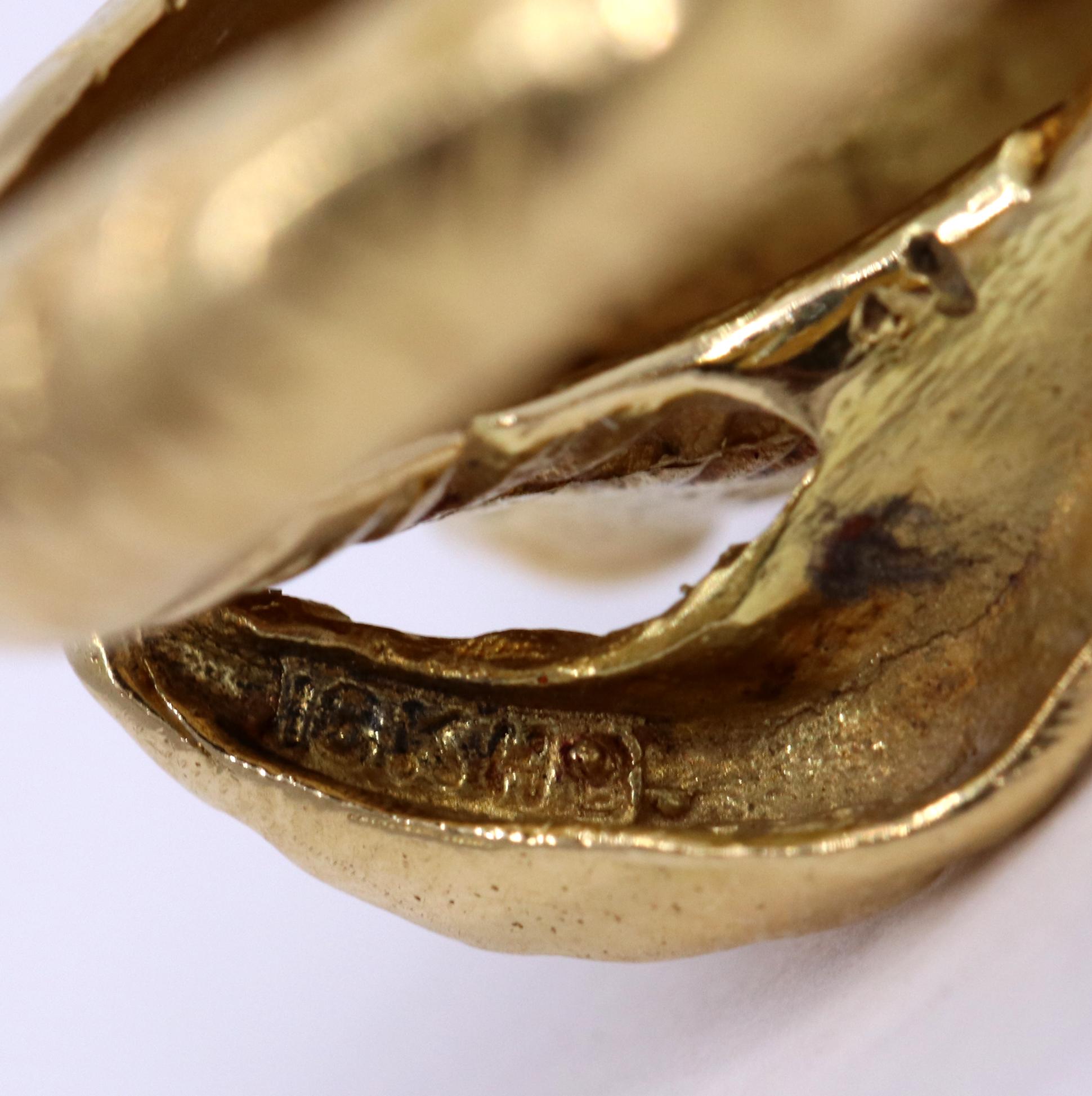 Hammerman Brothers Gold Zebra Ring with Enamel Eyes 3