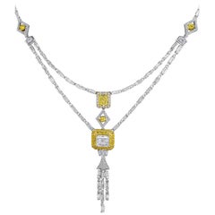 Hammerman Brothers Intense Yellow and White Diamond Tassel Necklace