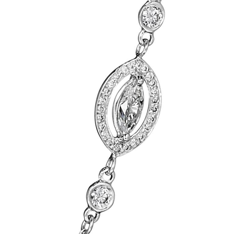 Marquise Cut Hammerman Brothers Marquise Diamonds by the Yard Station Necklace For Sale