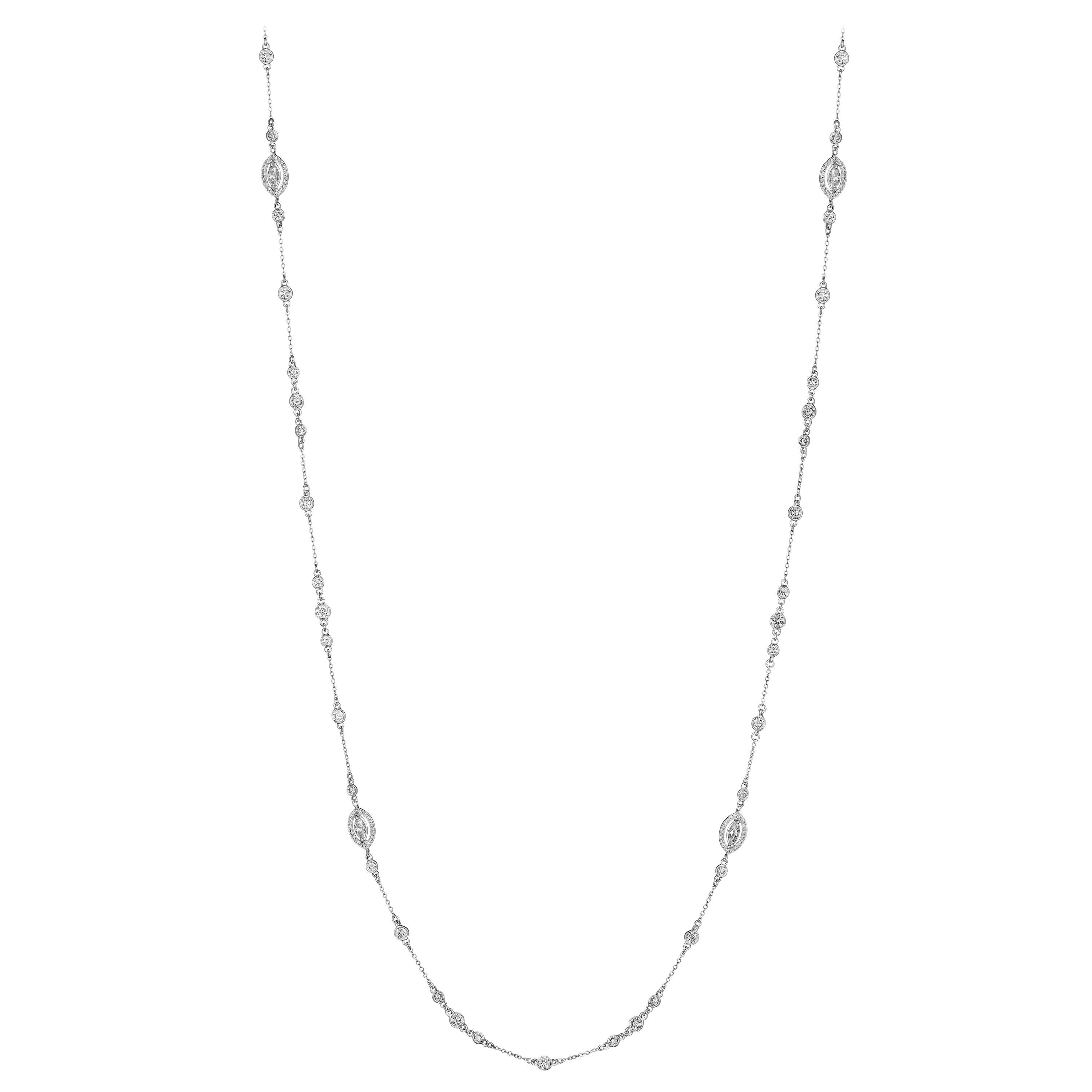 Hammerman Brothers Marquise Diamonds by the Yard Station Necklace For Sale