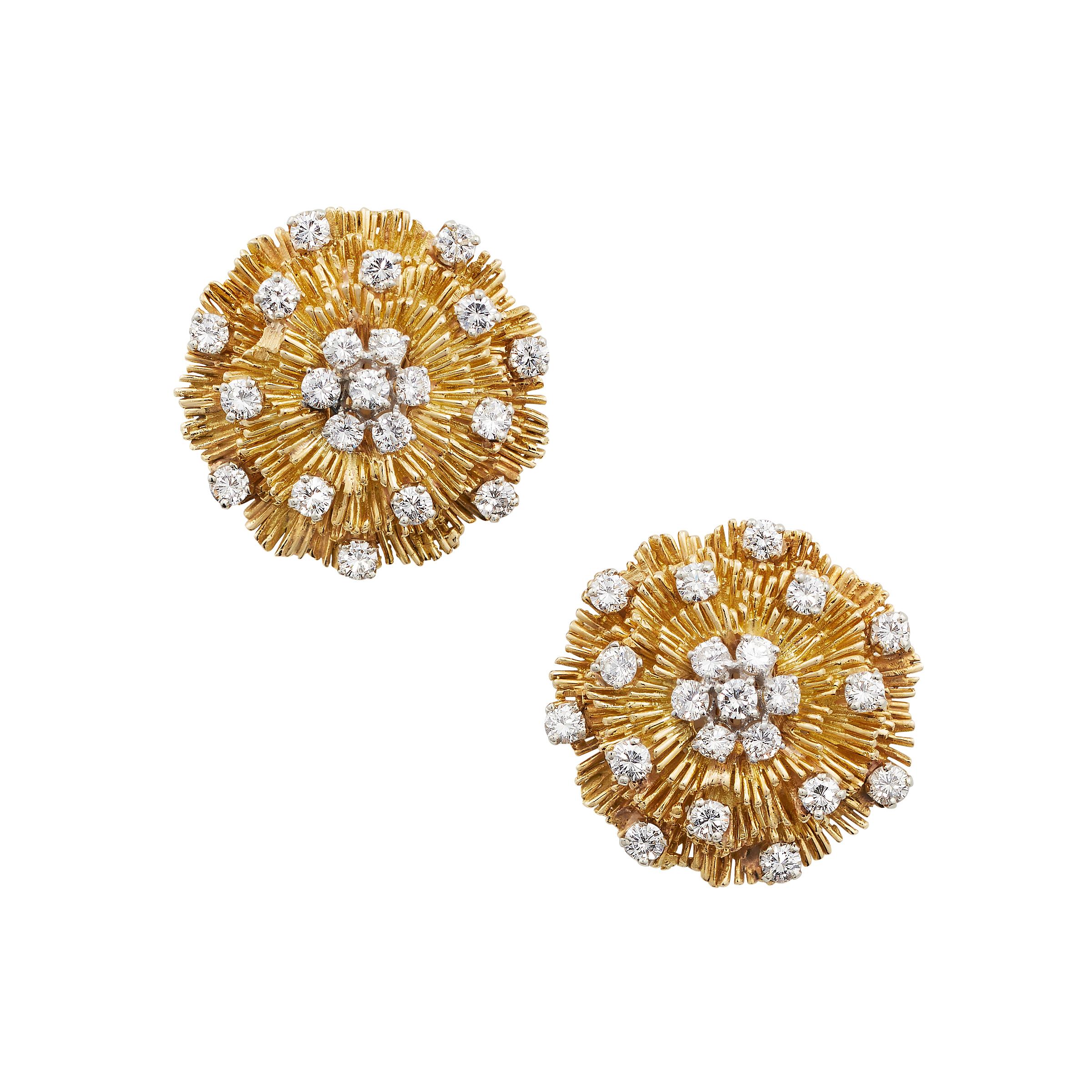 Hammerman Brothers Diamant-Ohrringe aus der Mitte des Jahrhunderts 18K Gold