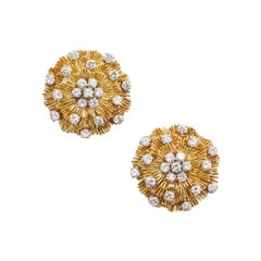 Hammerman Brothers Mid-Century Diamond 18K Gold Earrings
