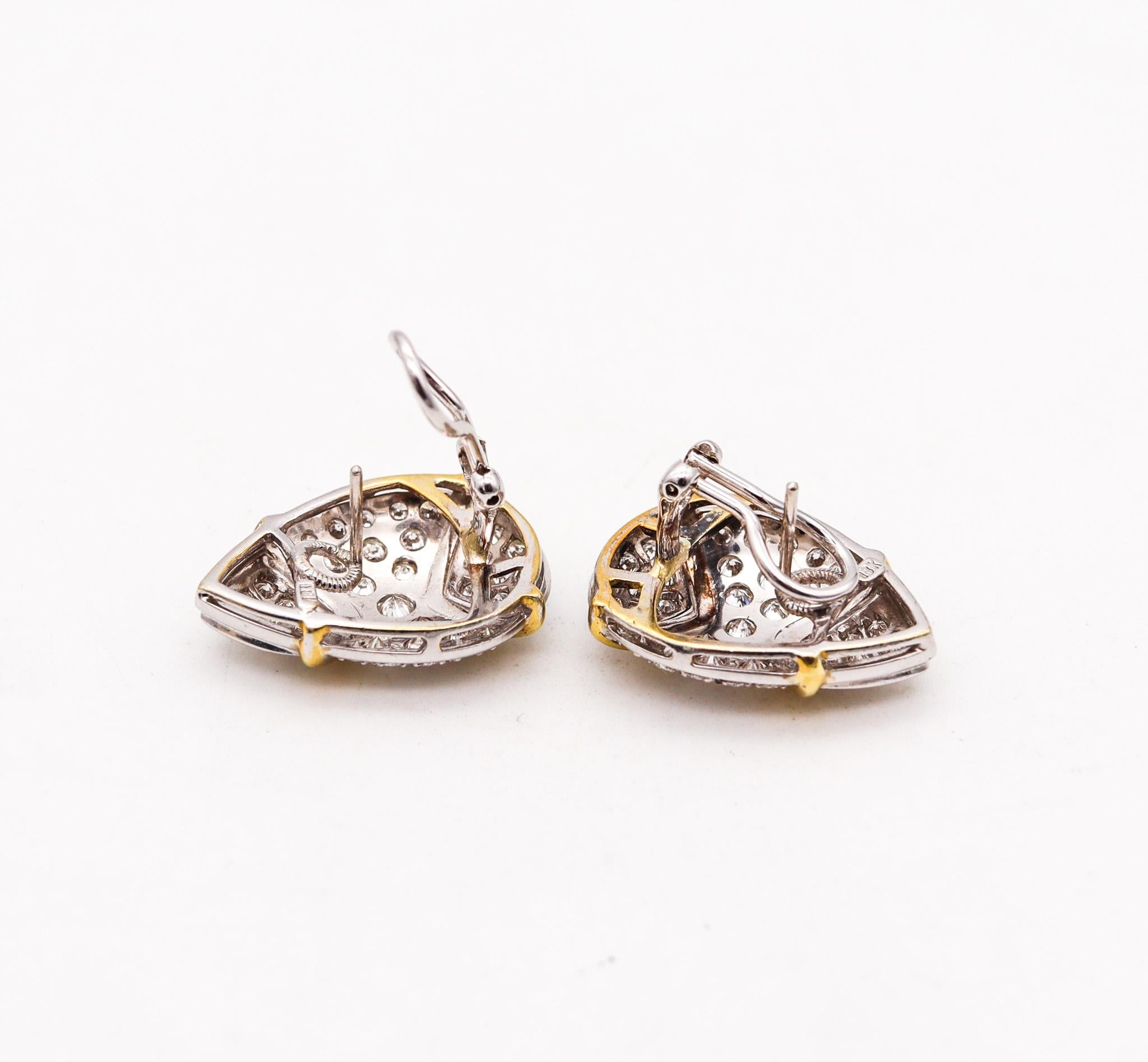 Brilliant Cut Hammerman Brothers Modernist Cluster Earrings 18Kt Gold With 6.18 Ctw In Diamond