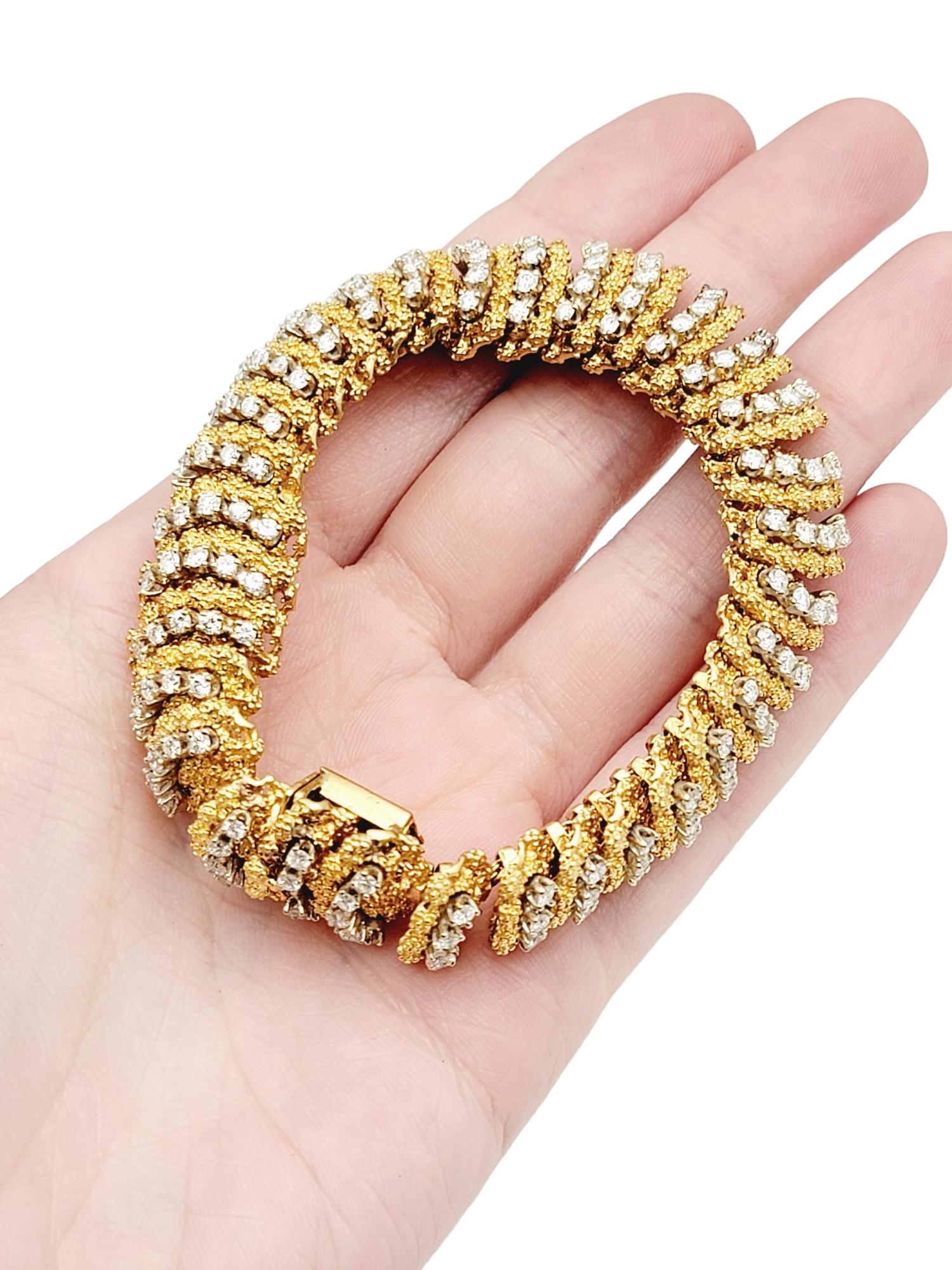 Hammerman Brothers Multi Row Diamond Flexible Link Bracelet in 18 Karat Gold  For Sale 4