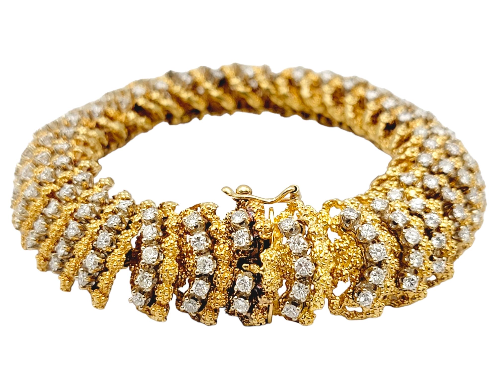 Contemporary Hammerman Brothers Multi Row Diamond Flexible Link Bracelet in 18 Karat Gold  For Sale