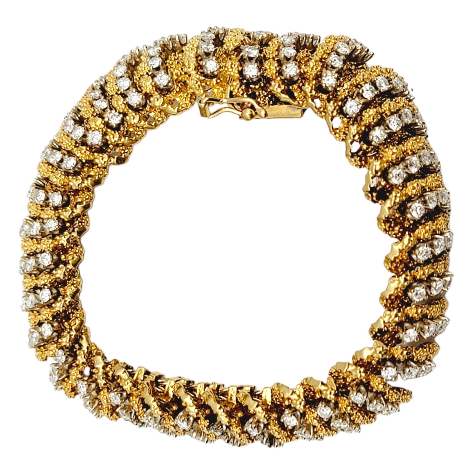 Women's Hammerman Brothers Multi Row Diamond Flexible Link Bracelet in 18 Karat Gold  For Sale