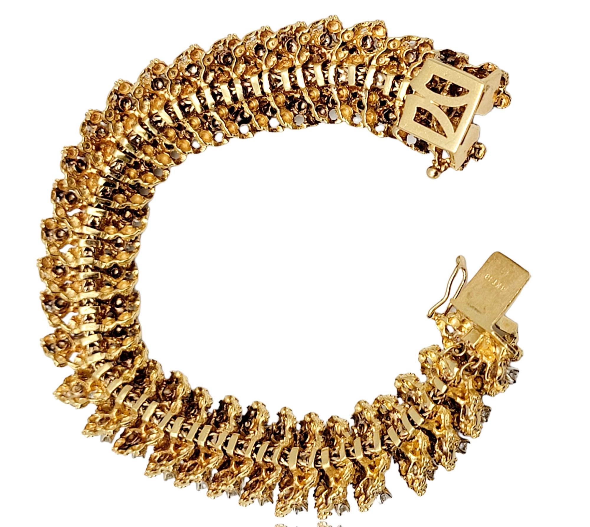 Hammerman Brothers Multi Row Diamond Flexible Link Bracelet in 18 Karat Gold  For Sale 1