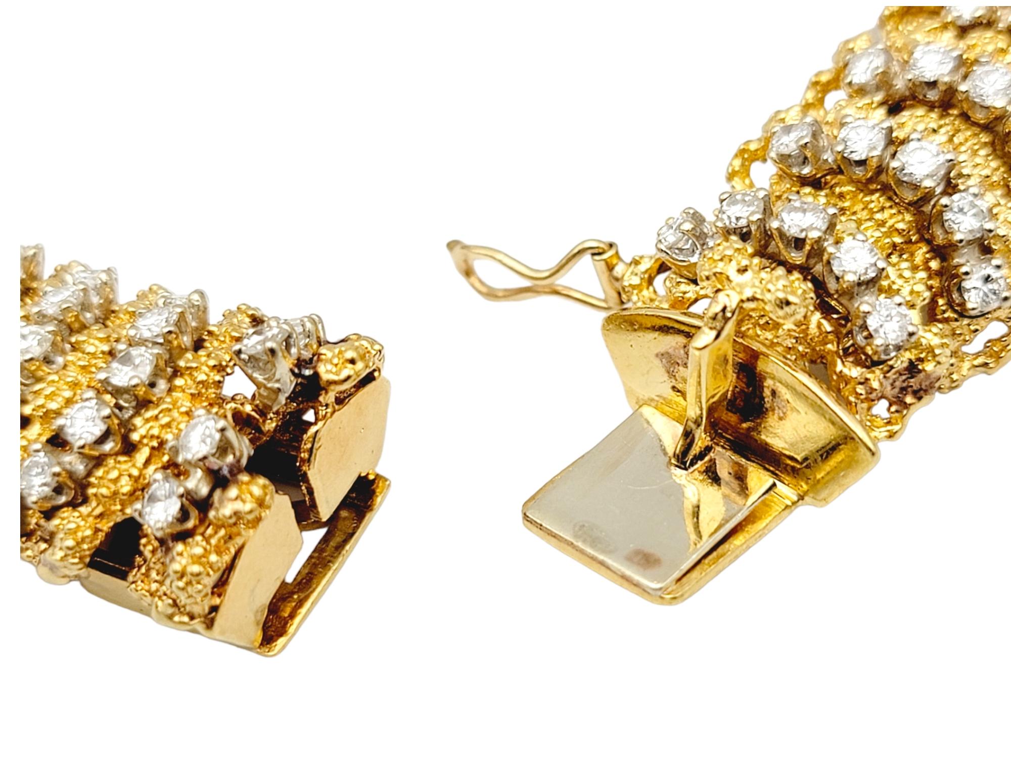 Hammerman Brothers Multi Row Diamond Flexible Link Bracelet in 18 Karat Gold  For Sale 2
