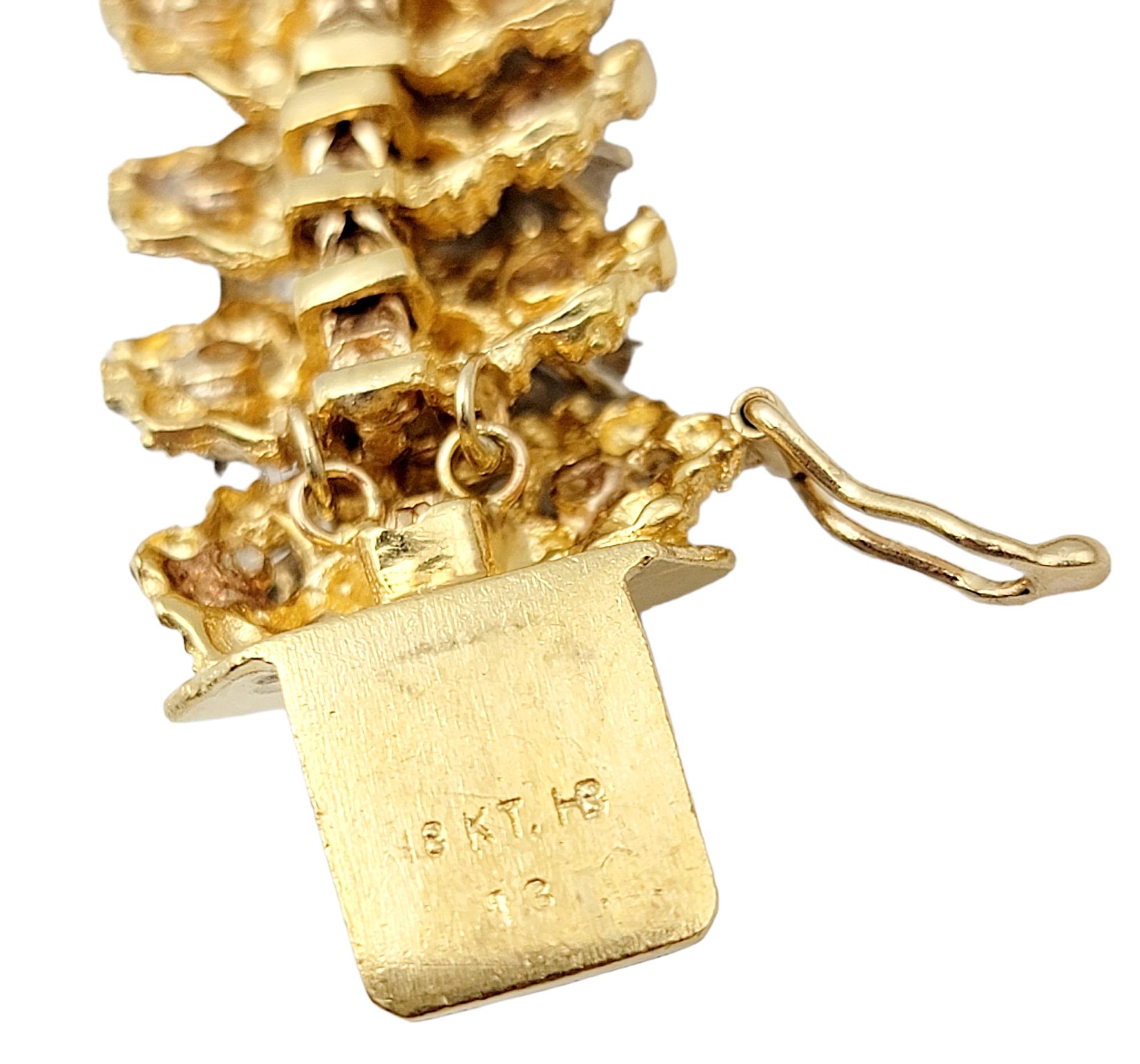 Hammerman Brothers Multi Row Diamond Flexible Link Bracelet in 18 Karat Gold  For Sale 3