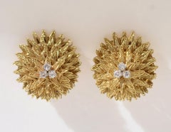 Hammerman Brothers Oval Diamond Gold Earclips