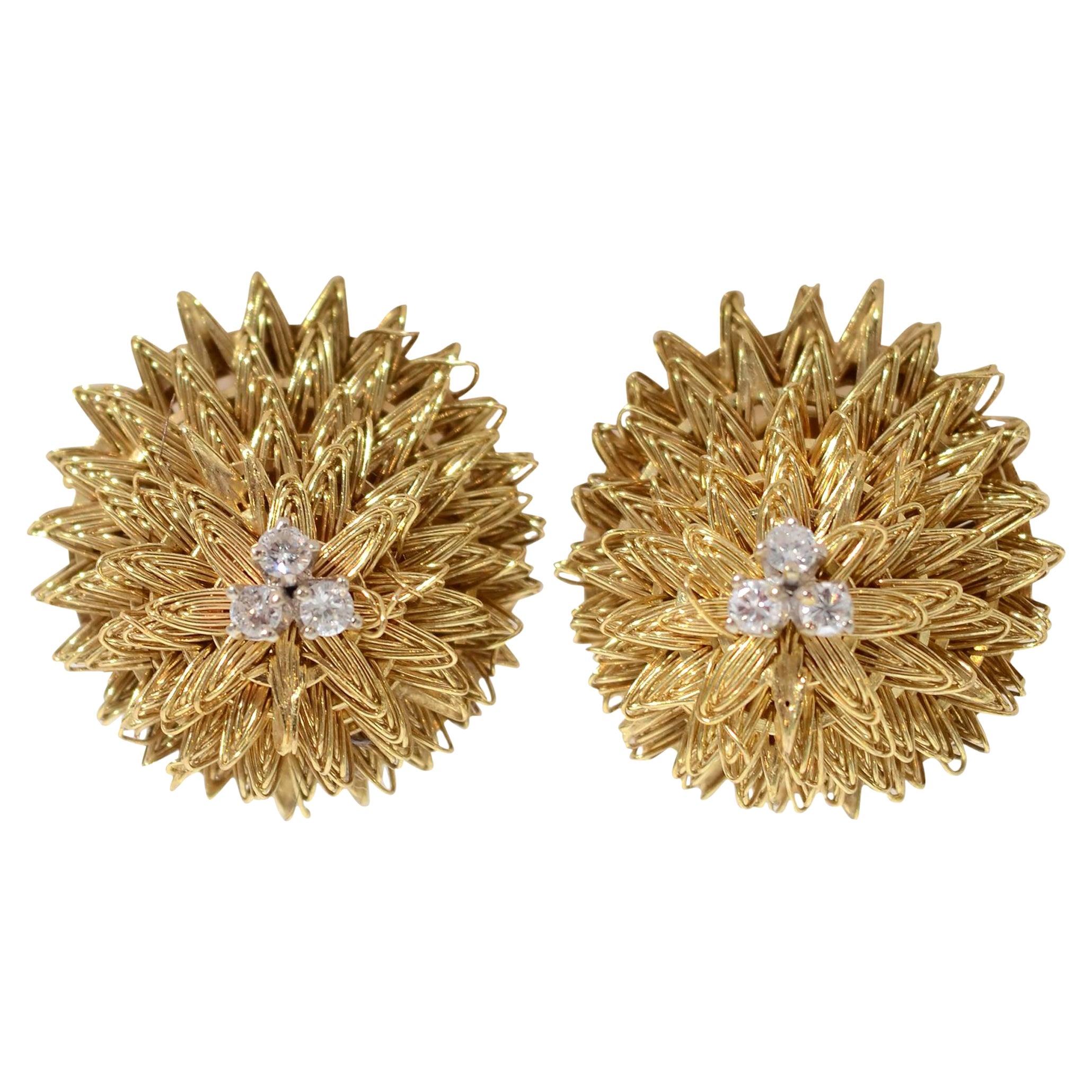 Hammerman Brothers Oval Diamond Gold Earclips