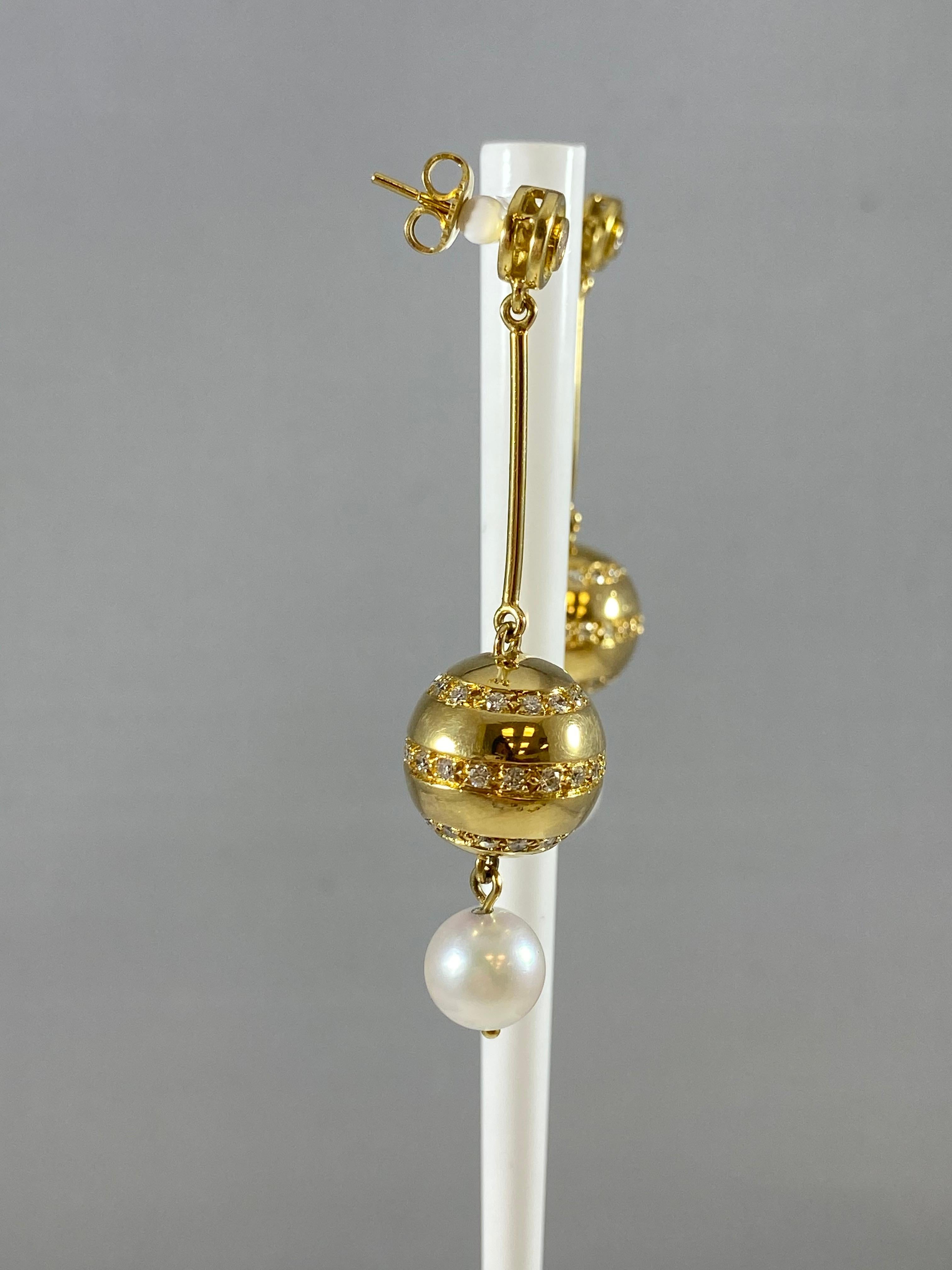 Hammerman Brothers Pearl and Diamond Drop Earrings In New Condition For Sale In New York, NY