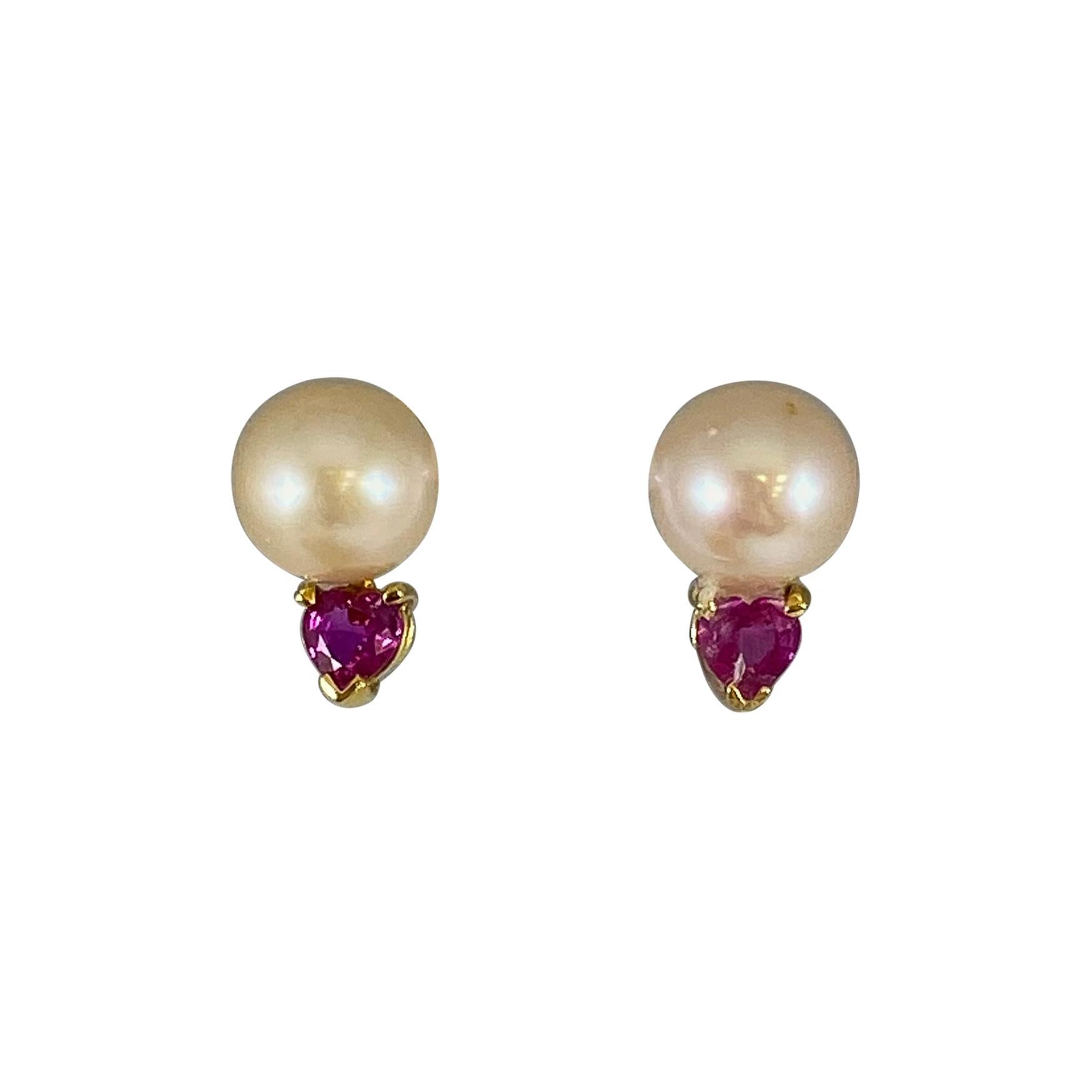 Hammerman Brothers Pearl and Pink Sapphire Earrings For Sale