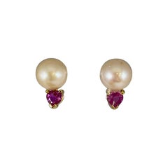 Hammerman Brothers Pearl and Pink Sapphire Earrings