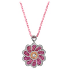 Hammerman Brothers Pink Sapphire and Diamond Flower Pendant