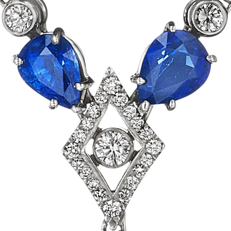 Pear Cut Hammerman Brothers Place Vendome Sapphire and Diamond Necklace For Sale
