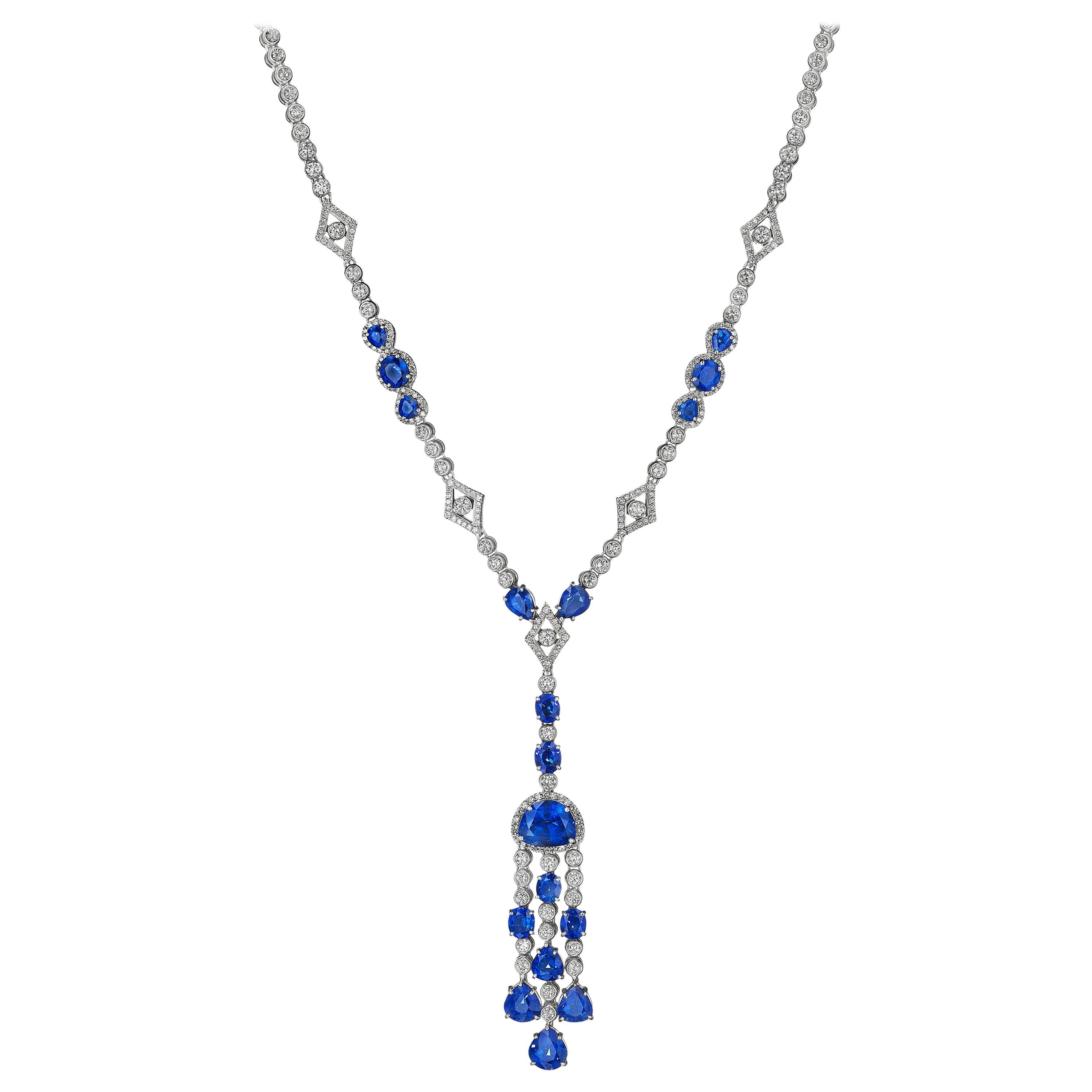 Hammerman Brothers Place Vendome Sapphire and Diamond Necklace For Sale
