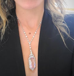 Hammerman Brothers 14.22Ct. Diamond, & 56.63Ct. Kunzite, Art Deco Style Pendant