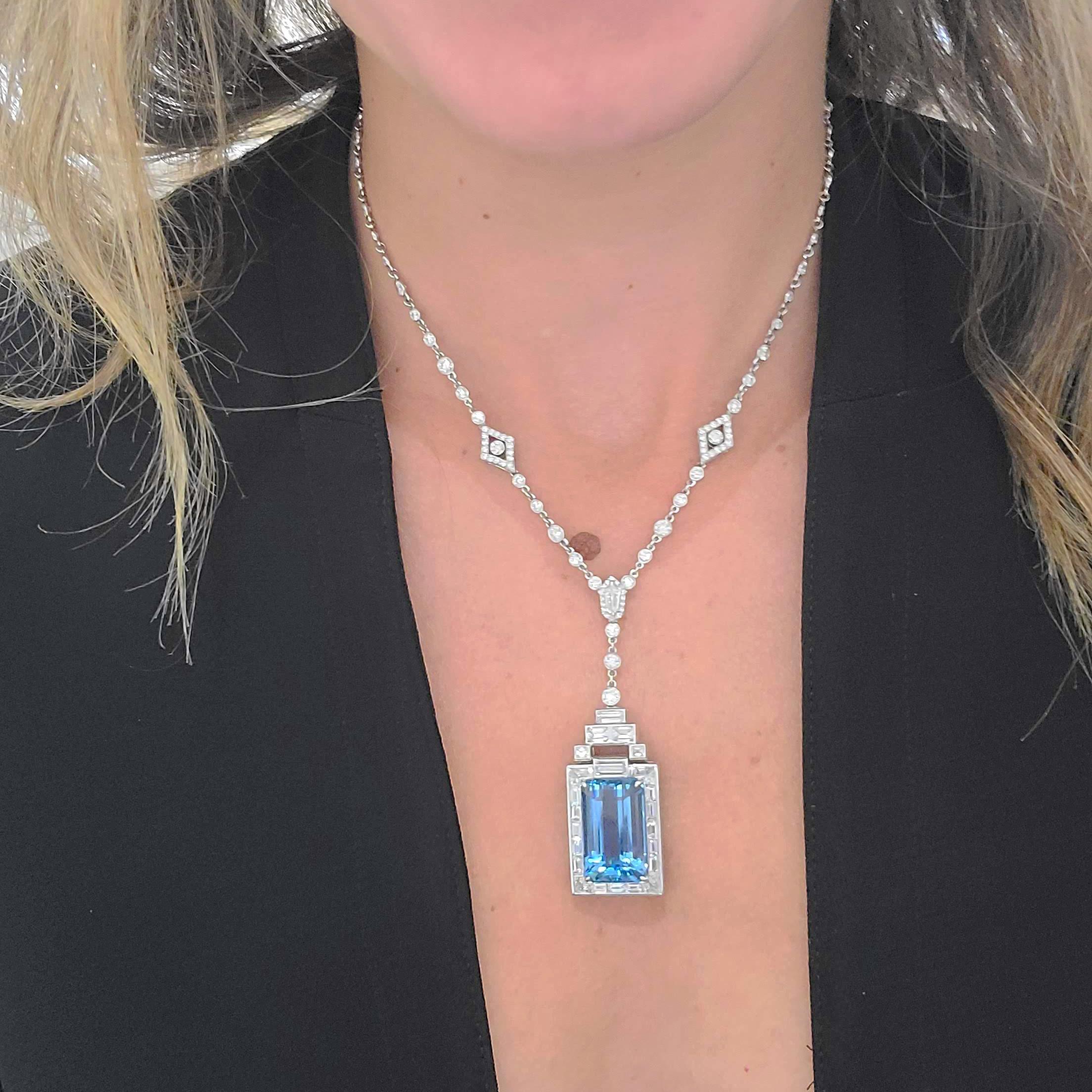 art deco aquamarine necklace