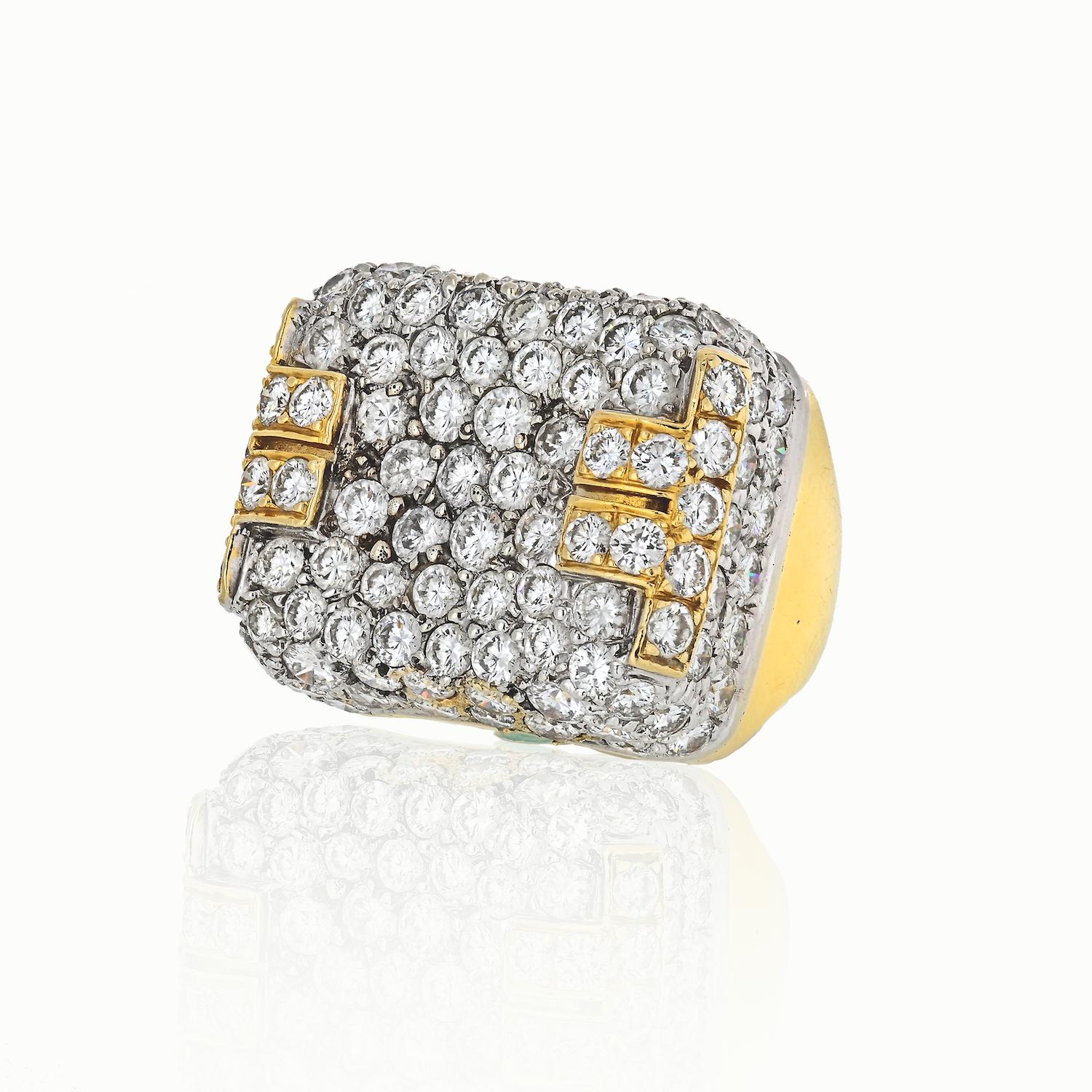 Absolutely Breathtaking World Renowned Master Artisan Hammerman Brothers 10.00ctw IDEAL COLORLESS FLAWLESS Round Brilliant cut Diamond 18k Yellow Gold Ring From Their Royal Pave Collection. This masterpiece comprises of 126 natural ideal cut