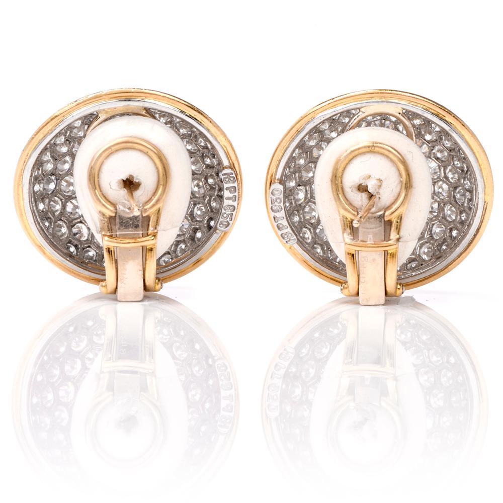 Hammerman Brothers Platinum Diamond Cluster Stud Earrings 1