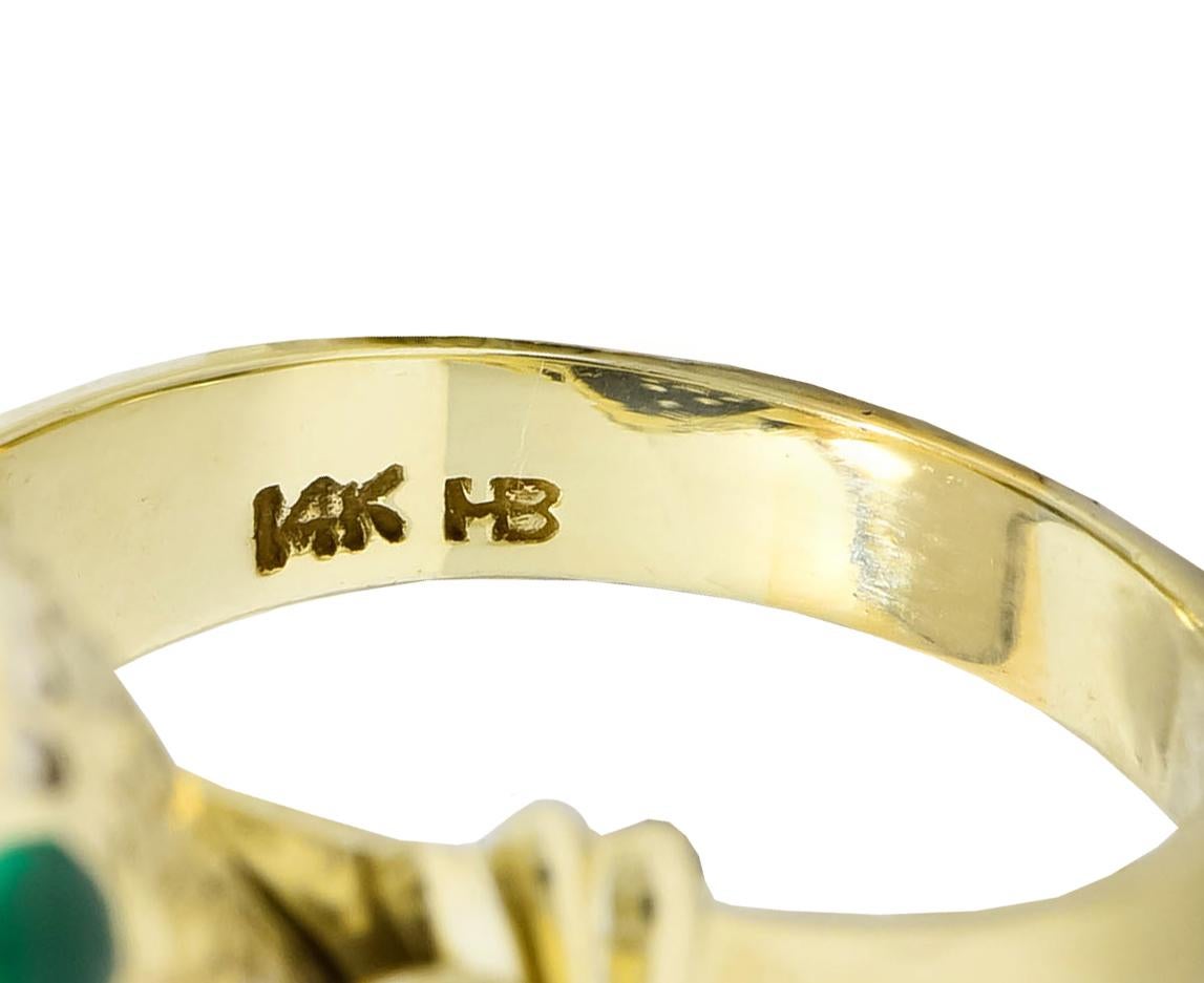 Women's or Men's Hammerman Brothers Retro 2.75 Carat Diamond Emerald 14 Karat Gold Frog Ring