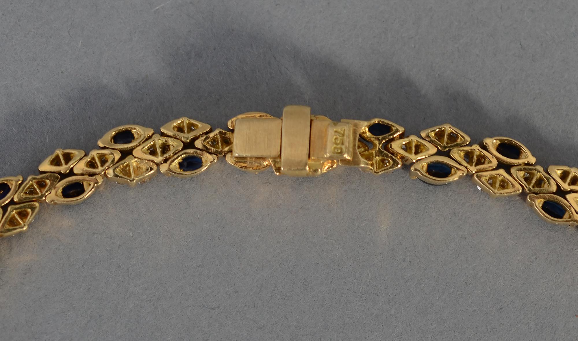 Hammerman Brothers Sapphire and Diamond Choker Necklace In Excellent Condition For Sale In Darnestown, MD