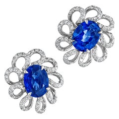 Hammerman Brothers Sapphire and Diamond Flower Earrings
