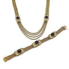 Hammerman Brothers Sapphire, Diamond, and Emerald Necklace and Bracelet Set