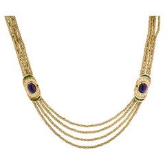 Hammerman Brothers Sapphire, Diamond, and Emerald Necklace and Bracelet Set