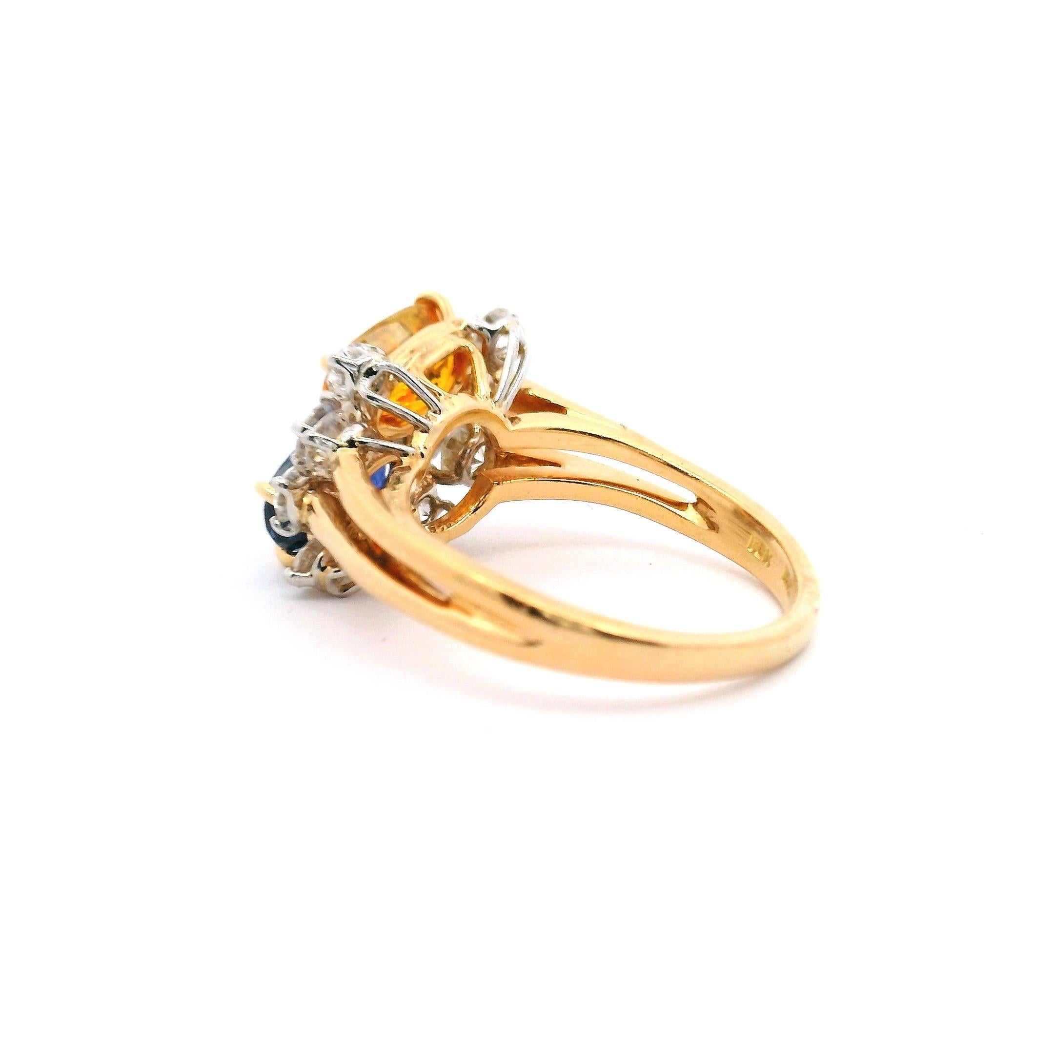 Anello da cocktail con zaffiro e diamante di Hammerman Brothers in vendita 1