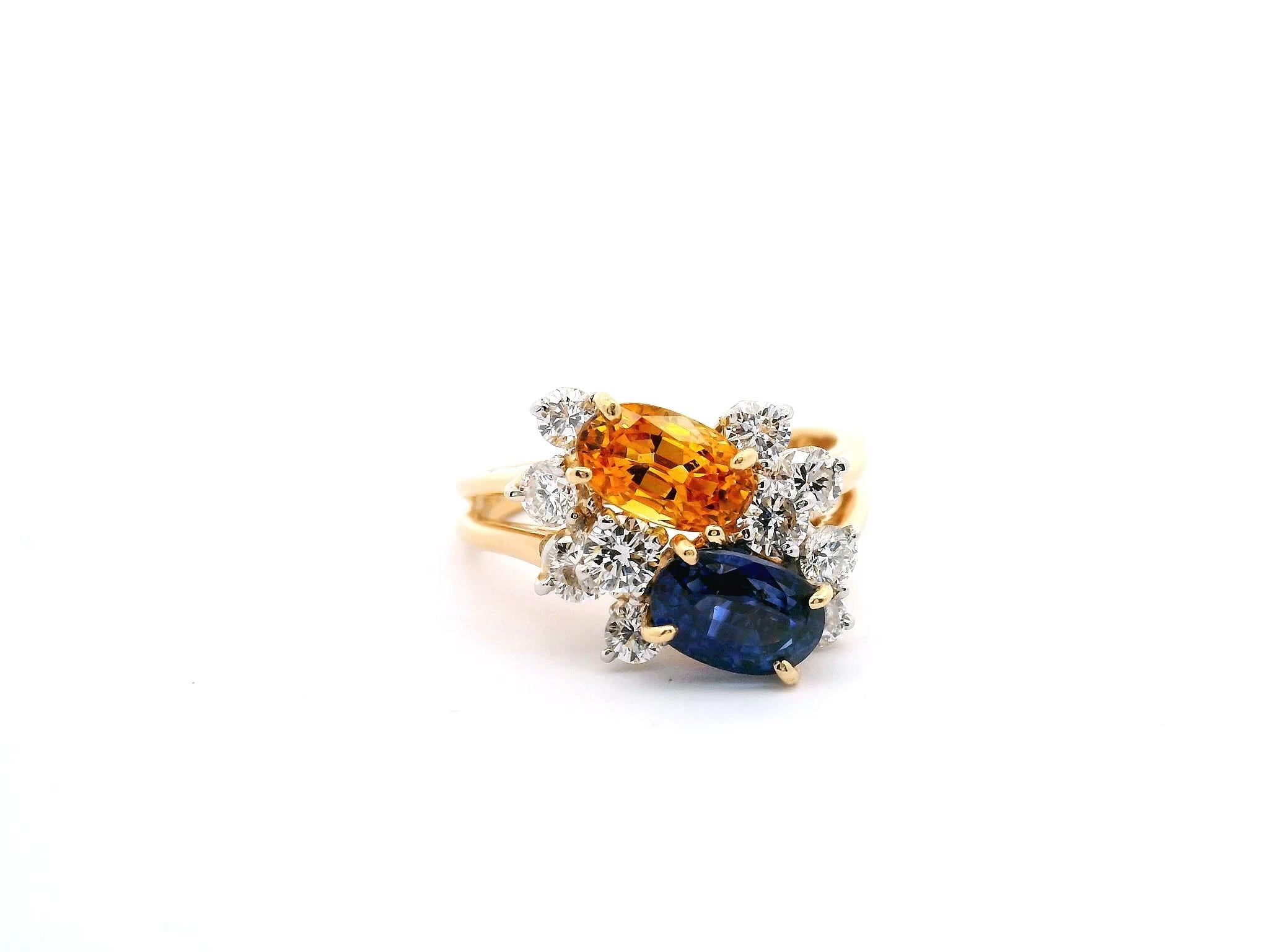 Anello da cocktail con zaffiro e diamante di Hammerman Brothers in vendita 4