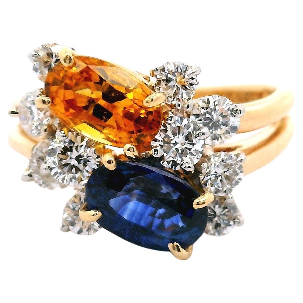 Anello da cocktail con zaffiro e diamante di Hammerman Brothers in vendita