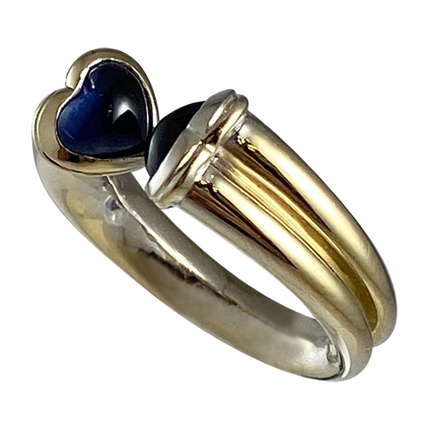 Hammerman Brothers Sapphire Double Heart Ring For Sale