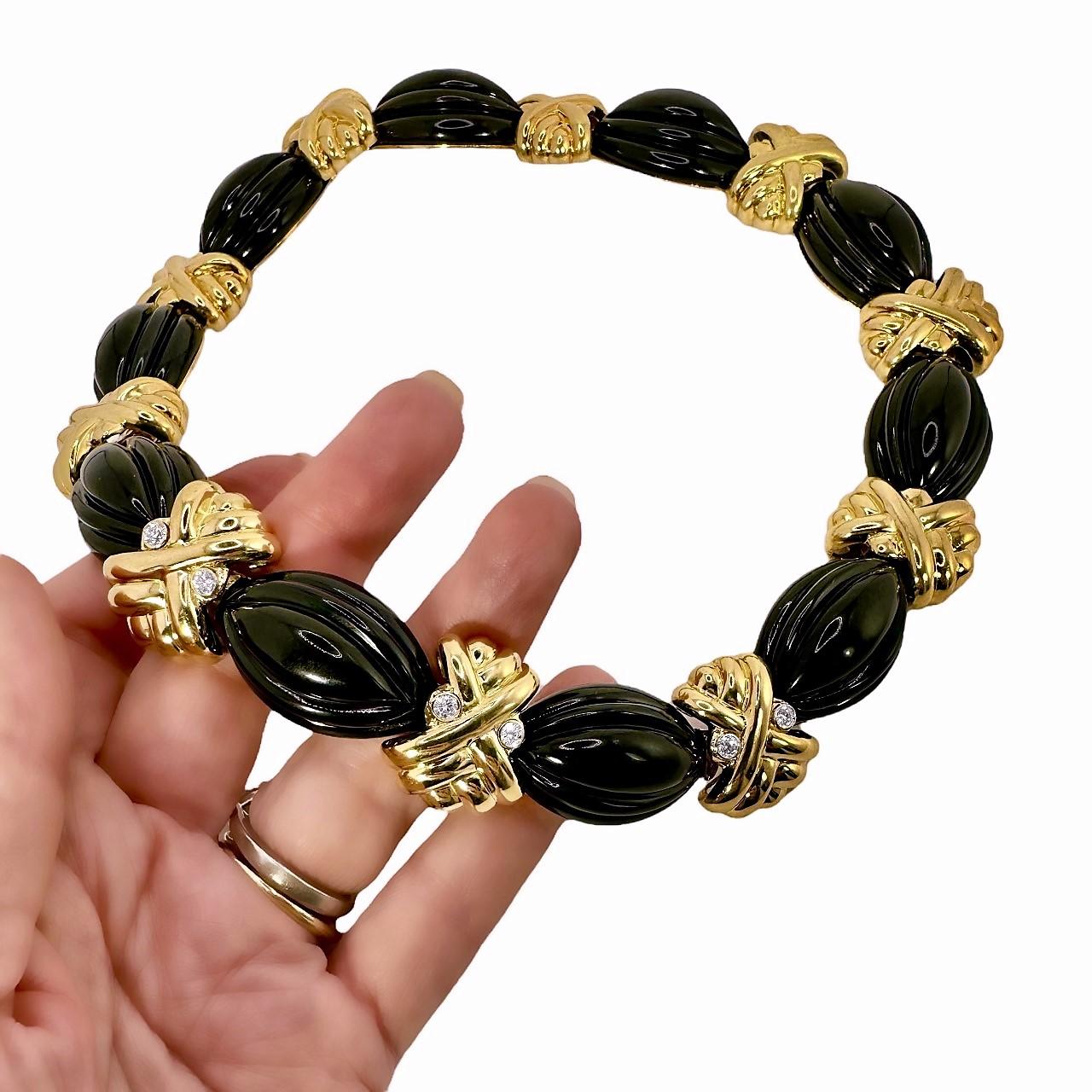 Hammerman Brothers Smart and Tailored, Fluted Onyx, Diamond and Gold Choker 3