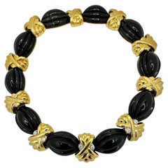 Hammerman Brothers Smart and Tailored, Fluted Onyx, Diamond and Gold Choker