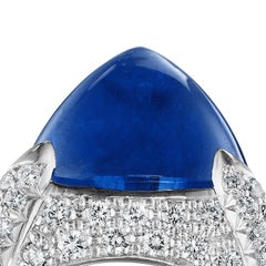 Hammerman Brothers Sugarloaf Cabochon Ceylon Sapphire and Diamond Ring