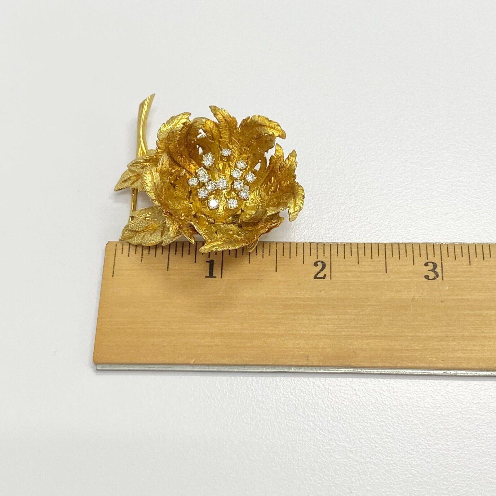 HAMMERMAN BROTHERS VINTAGE Diamond Flower Brooch In Excellent Condition In Los Angeles, CA