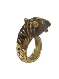 Hammerman Brothers Vintage Yellow Gold and Enamel Horse Ring