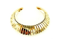 Hammerman Brothers Vintage Yellow Gold Ribbed Cuff Bracelet