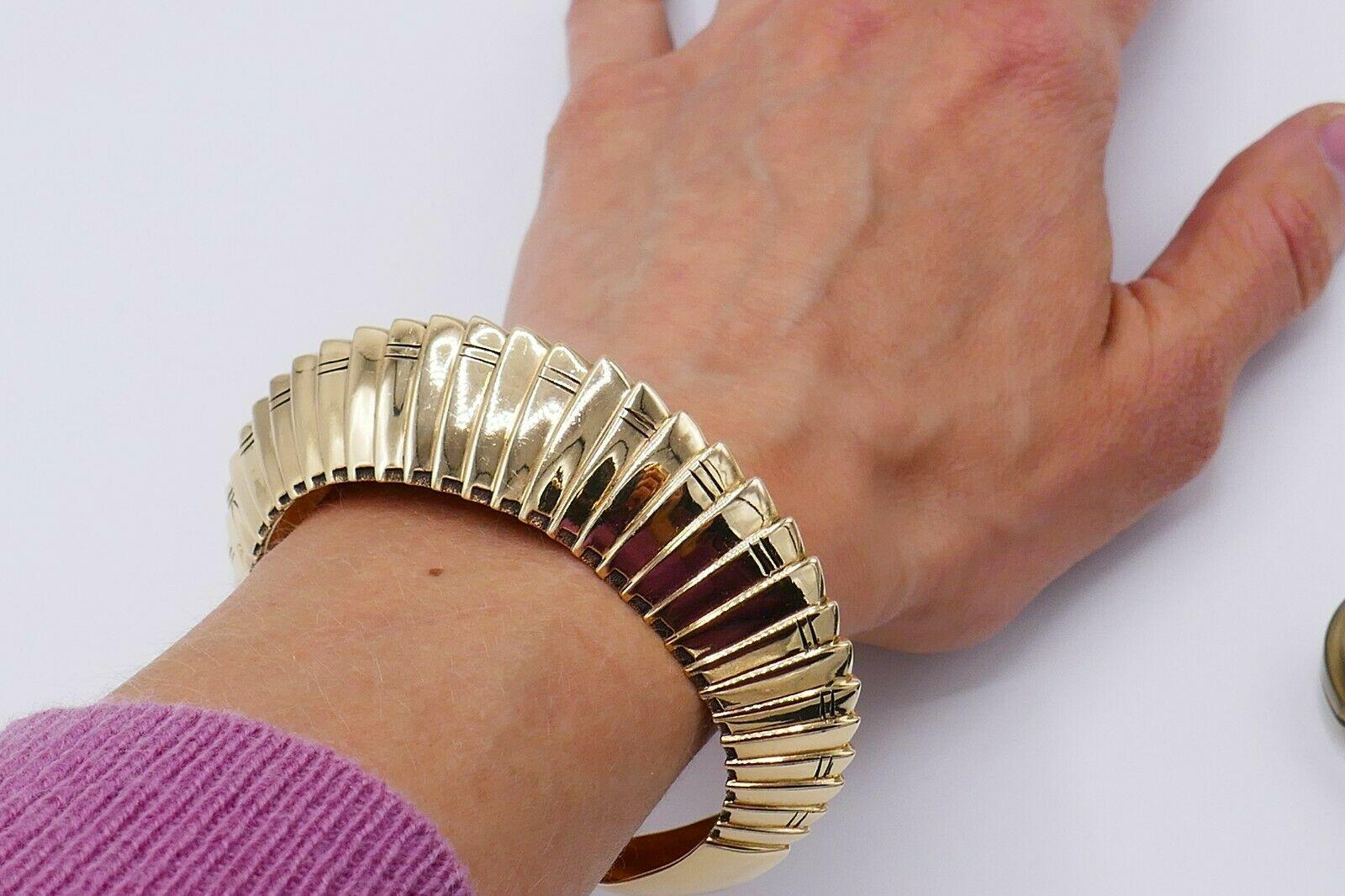 Hammerman Brothers Vintage Gelbgold geripptes Manschettenarmband im Zustand „Hervorragend“ in Beverly Hills, CA