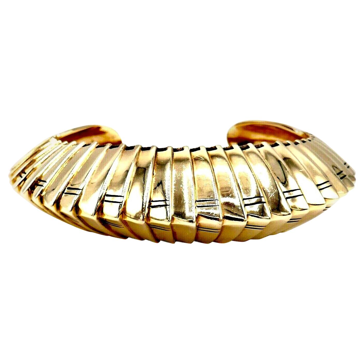 Hammerman Brothers Vintage Yellow Gold Ribbed Cuff Bracelet