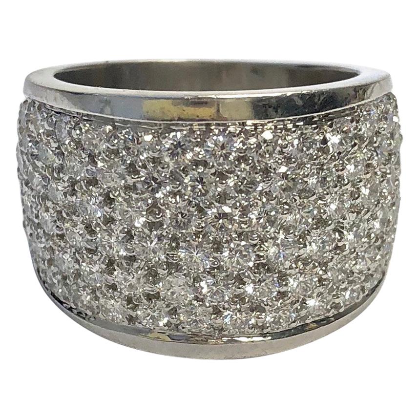 Hammerman Brothers Wide Pave Diamond Platinum Band For Sale