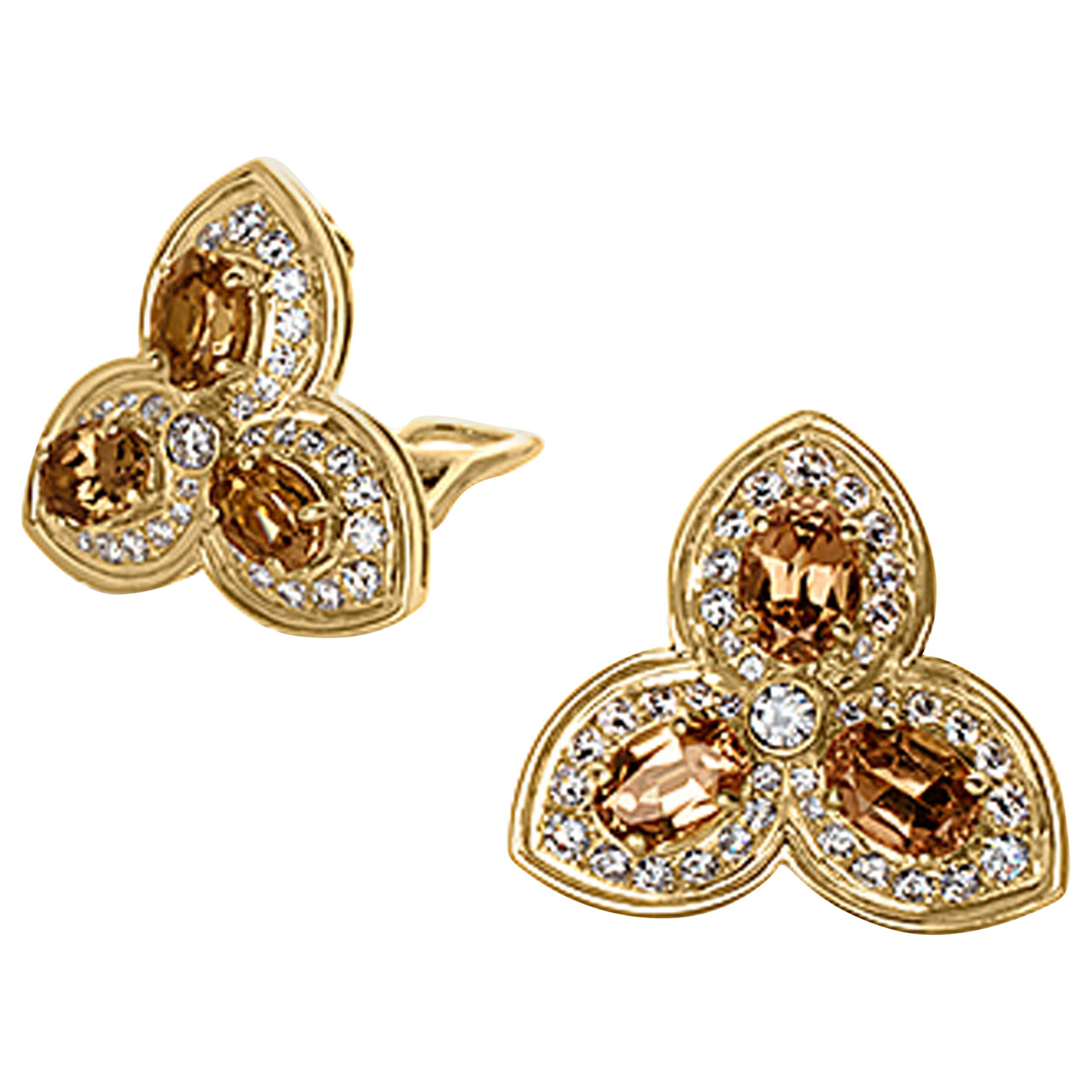 Hammerman Brothers Yellow Sapphire Leaf Earrings For Sale