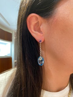 Hammerman Brothers Blue Topaz and Amethyst Dangle Earrings