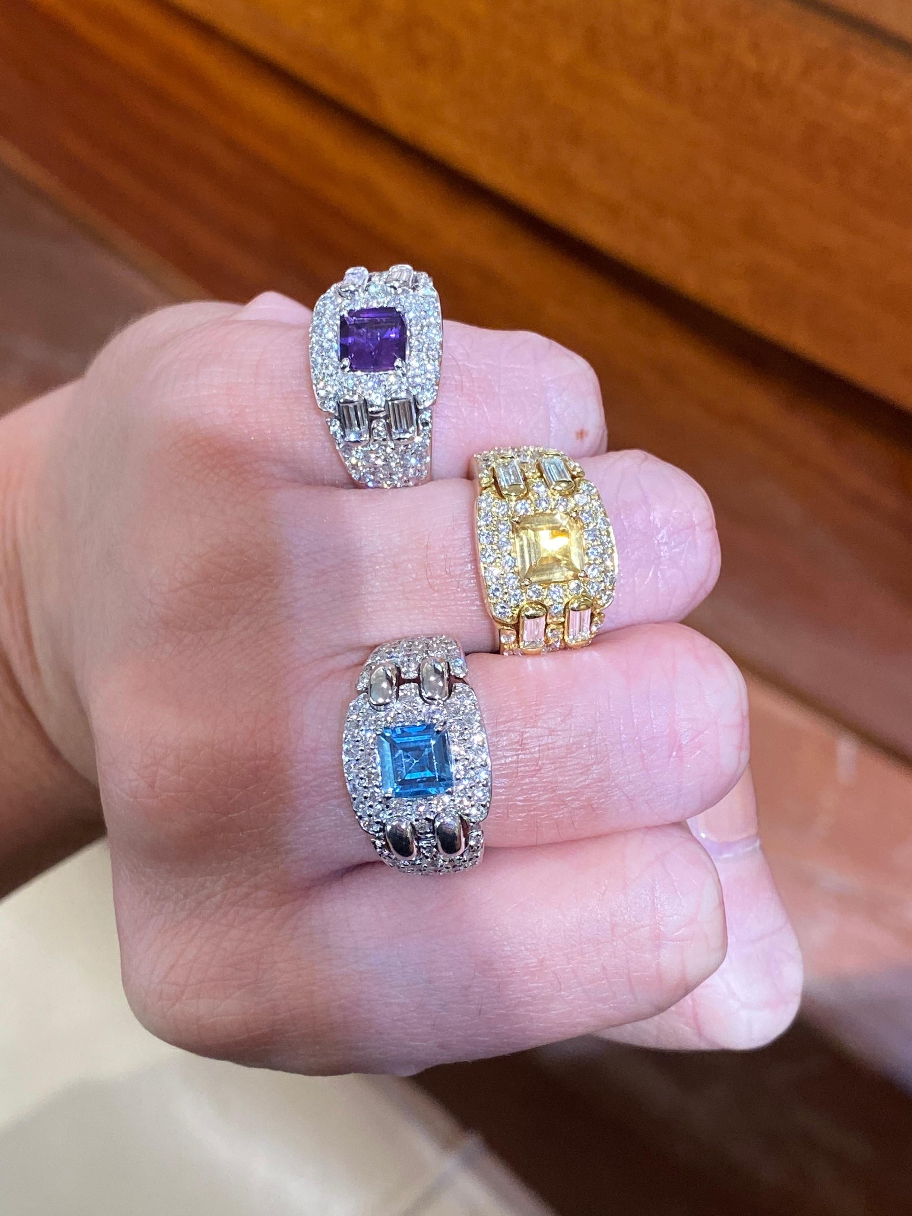 Women's or Men's Hammerman Brothers Diamond and Amethyst Ring For Sale