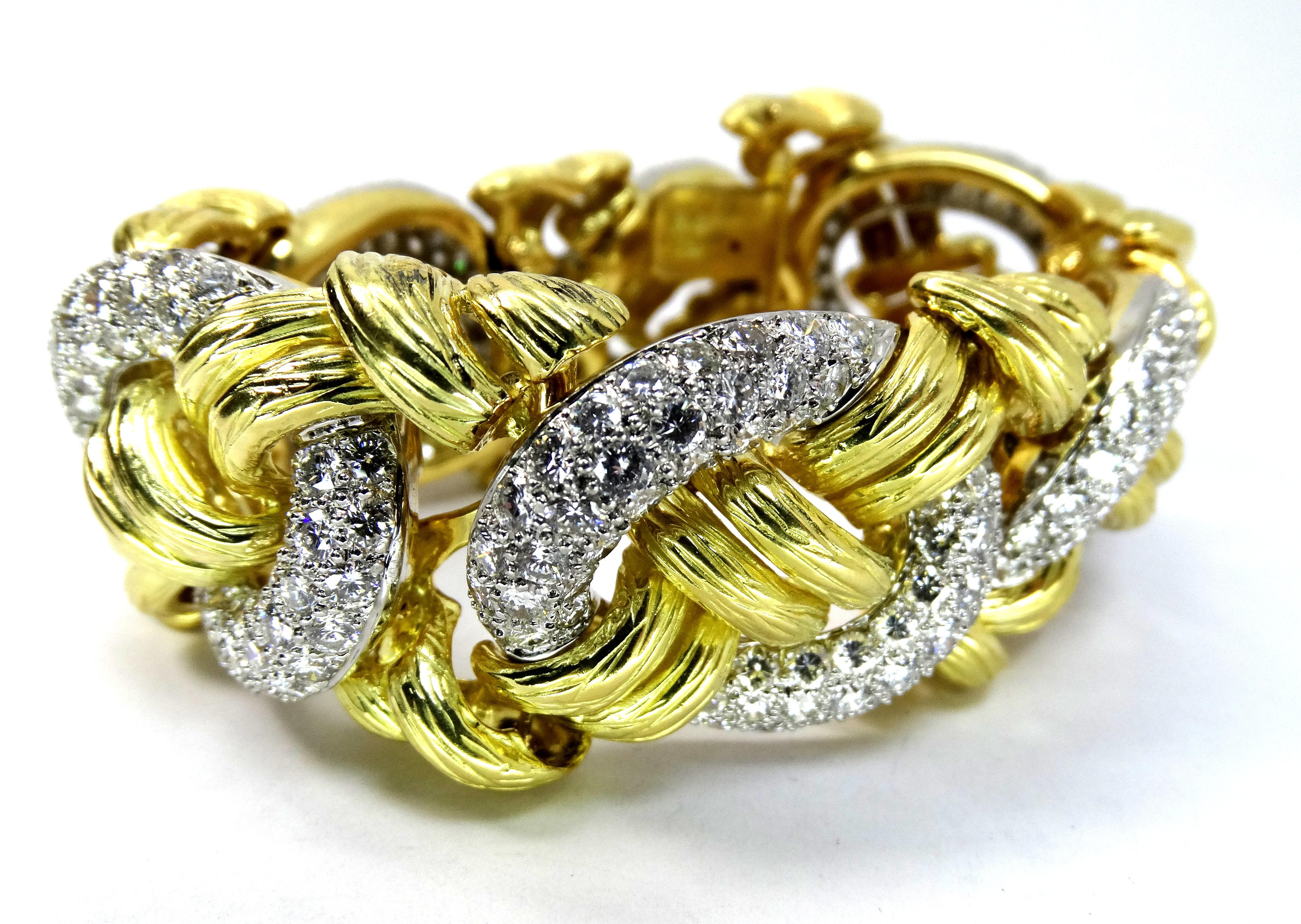 Hammerman Jewels Bracelet made with 750 18k Yellow Gold, 950 Platinum and 22 cts of diamonds. 174.4 grams. 